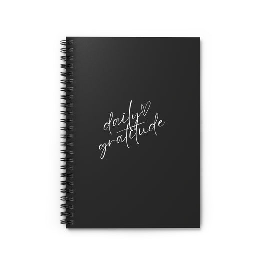 Gratitude Journal Spiral Notebook — Daily Reflection & Mindfulness Ruled Notebook | Black