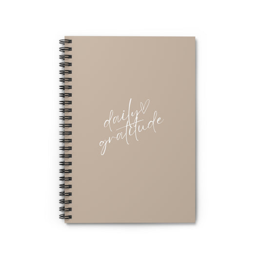 Gratitude Journal Spiral Notebook — Daily Reflection & Mindfulness Ruled Notebook | Beige